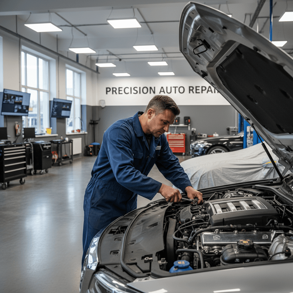 KFZ-Mechaniker bei der Arbeit in der Werkstatt